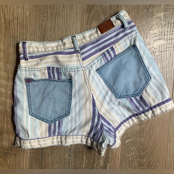 BDG Blue and Purple Jean Shorts with Striped Design - Picture 3 of 5
